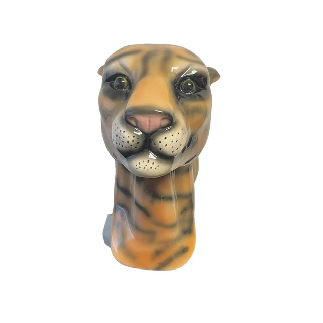 Vintage Ceramic Flazed Jaguar Head Wall Hanger