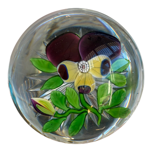 Rare Antique Baccarat Purple Pansy Lampwork Paperweight