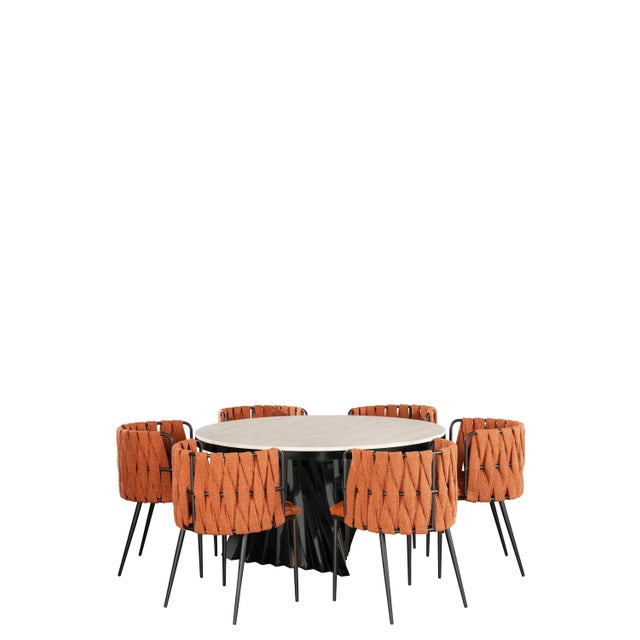 Showroom Sample Set of 8 Faux Leather Milano Dining Chairs in Orange and Black For Sale In Los Angeles - Image 6 of 6