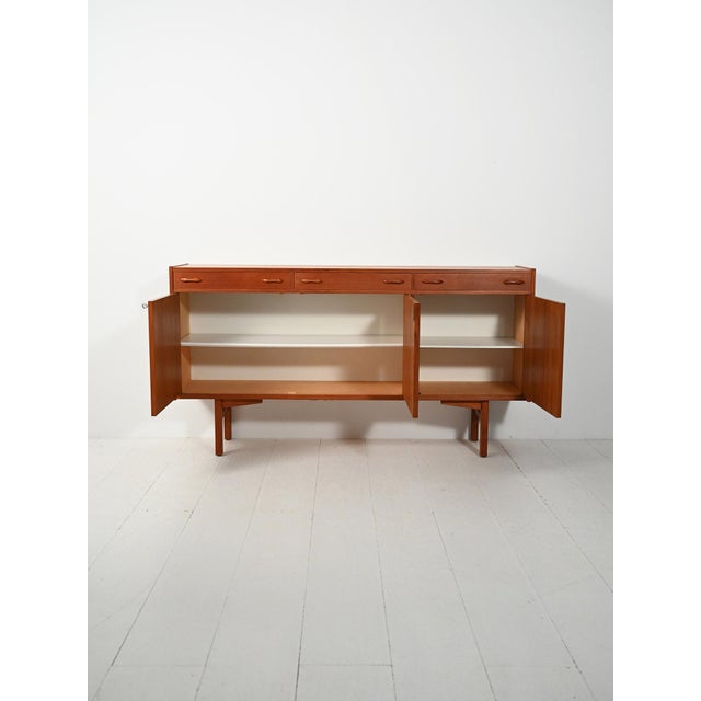Swedish Teak Sideboard with Carved Handles, 1960s For Sale - Image 3 of 13