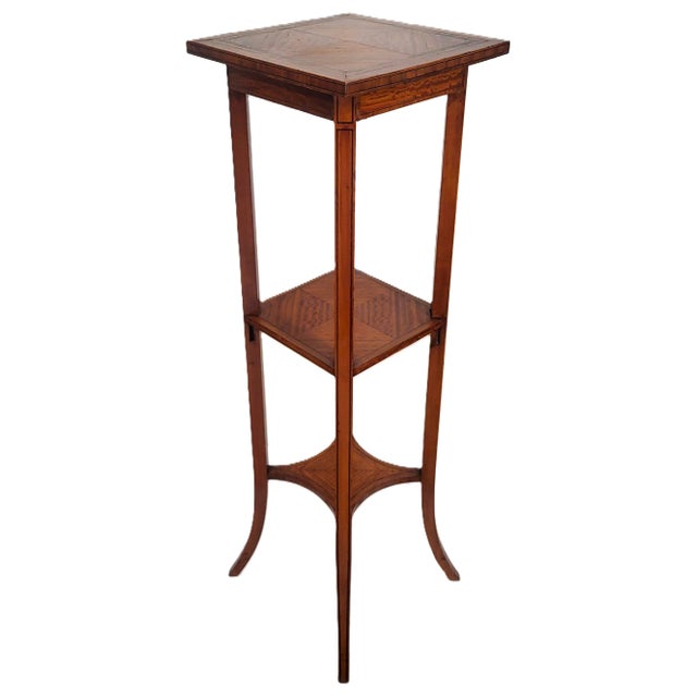 Late 19th Century Antique English 19th C Edwardian Satinwood 3 Tier Pedestal Plant Stand Maple Co For Sale - Image 5 of 16