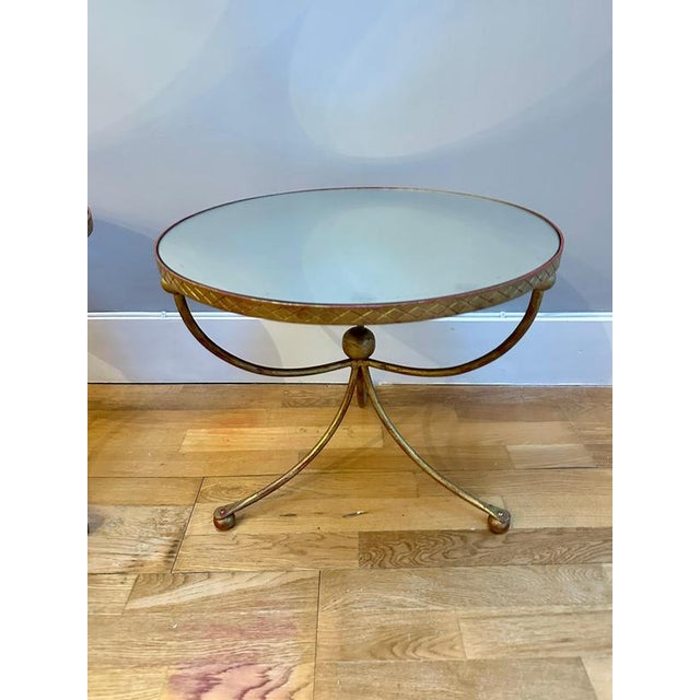 French Circular Gilt Wrought Iron Side Tables, 1960, Set of 2 For Sale - Image 4 of 11