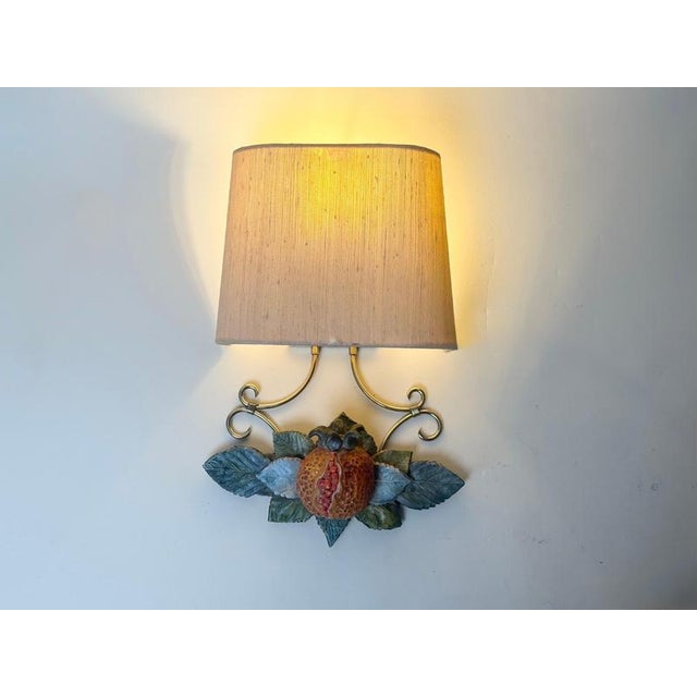 Gold Italian Terracotta Pomegranate Wall Sconces, 1970s, Set of 2 For Sale - Image 8 of 12
