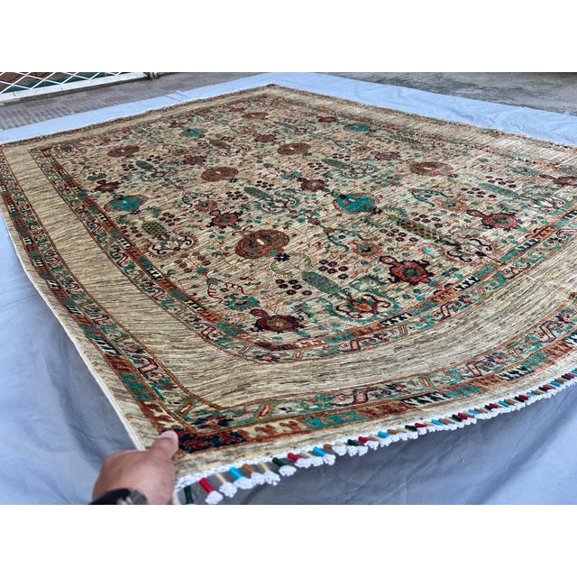 Ivory Persian Bakshaish Hand-Knotted Wool Rug - 8'1" X 11'3" For Sale - Image 4 of 13
