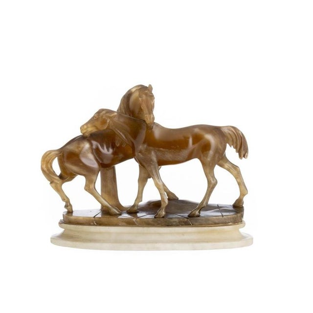 19th Century Horses Sculpture in Alabaster For Sale - Image 6 of 6