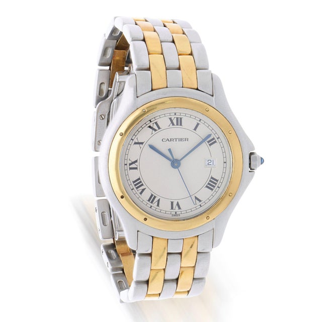 Cartier Panthère Cougar ref. 187904, circa 1990s, featuring a 33mm stainless steel case with an 18K yellow gold bezel,...