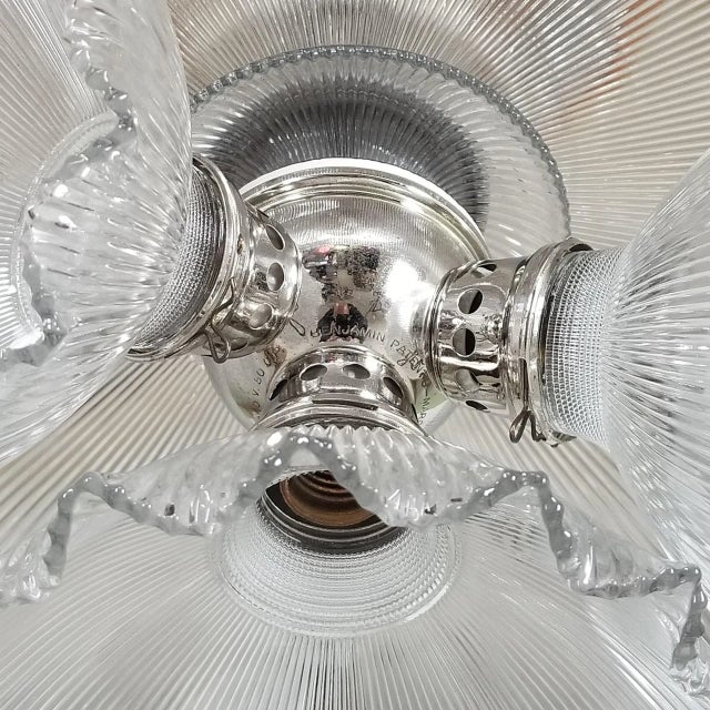 Antique Original Electric Ceiling Light Fixture by Holophane Co. With Benjamin Cluster For Sale - Image 9 of 13