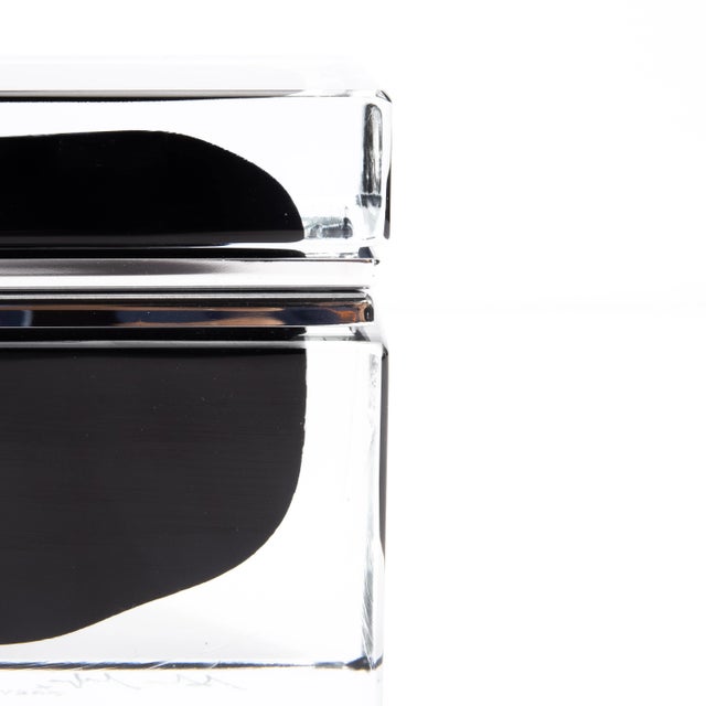 Onyx Hand Blown Murano Box in Onyx Black With Chrome Fittings For Sale - Image 8 of 9