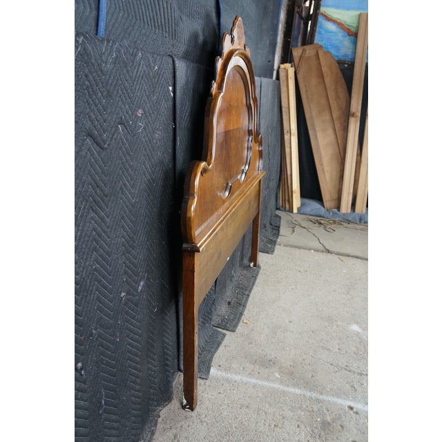 Antique Victorian Renaissance Revival Walnut Burl Arched Full Size Headboard For Sale - Image 9 of 17