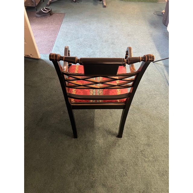 1940s Hand Painted Italian Style Armchair Black & Gold Hollywood Regency For Sale In Cleveland - Image 6 of 9