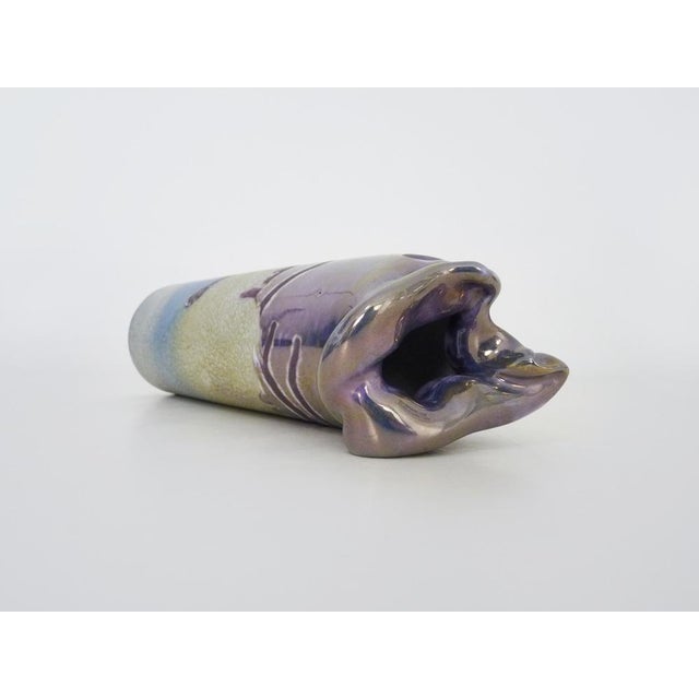 Ceramic Iridescent Purple Pink Ceramic Vase by Joseph Bougère, 1989 For Sale - Image 7 of 10