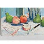 Textile French Vintage Still Life Painting on Board For Sale - Image 7 of 9
