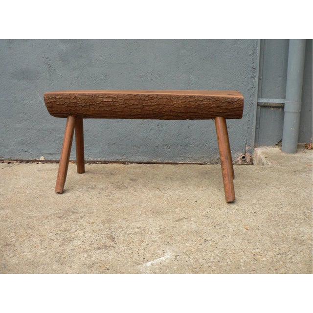 - Short bench or stool - Stands on compass feet - Stable and strong - Leg width 38cm on the ground