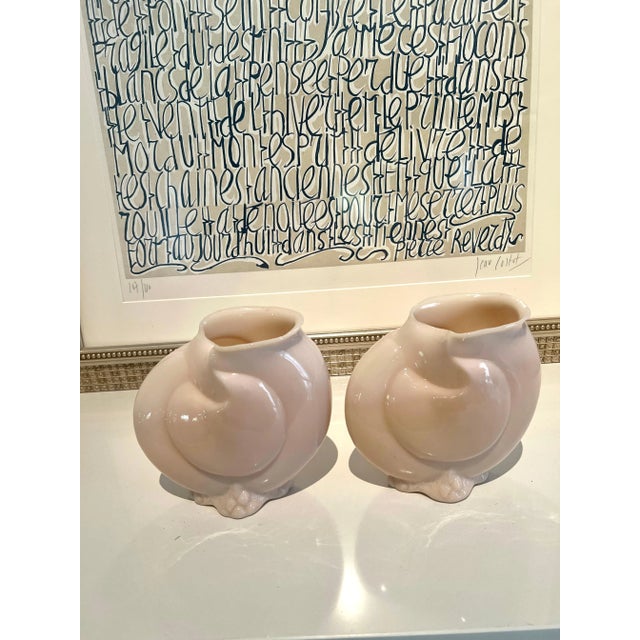 Pink Glass Shell Vases - Set of 2 For Sale In Los Angeles - Image 6 of 8