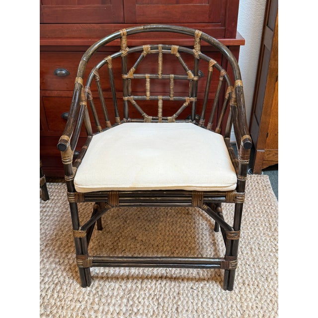 Design Plus Gallery presents a Set of Eight Vintage Bamboo Dining Chairs in Brighton Pavilion Style. This style comes from...