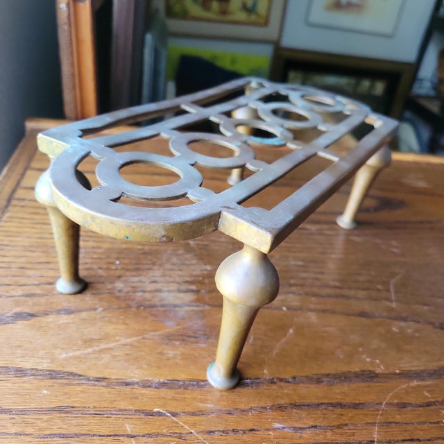 Antique Footman 1910 Solid Brass Kettle Stand Trivet English Plant Pot Riser William Tonks & Sons Stamped For Sale - Image 9 of 18