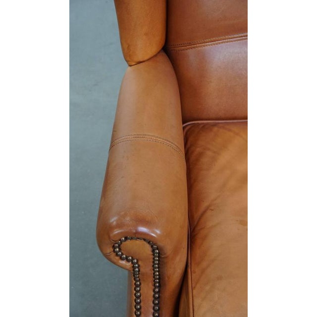 Animal Skin Cowhide Wing Chair with Decorative Nails and Details For Sale - Image 7 of 14