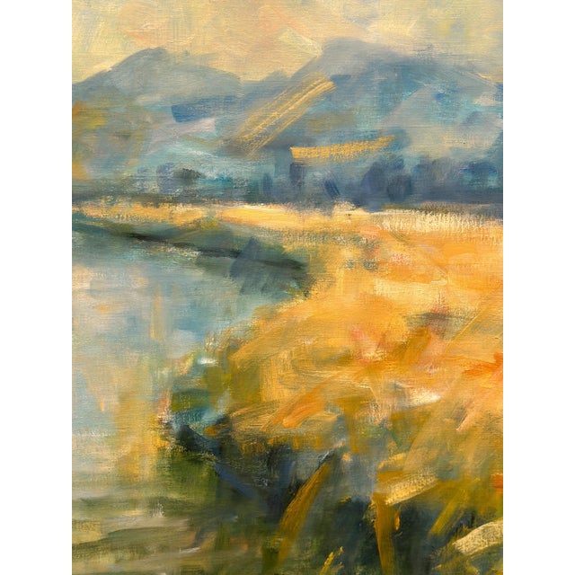 River Landscape with Mountains, 1960s, Oil on Canvas, Framed For Sale - Image 11 of 18
