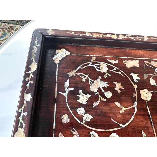 Antique Vietnamese Mother-of-Pearl Inlaid Hardwood Tray, C. 1880–1920 For Sale - Image 10 of 15