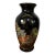 Japanese Hand Painted Vase 8” Black With Gold Rim & Floral Design Collectible For Sale