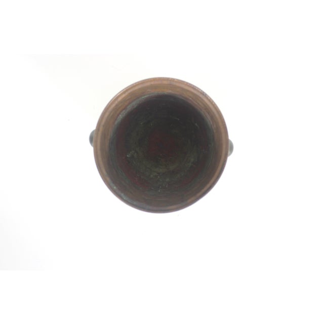 Copper Early 20th Century Primitive Rustic Hammered Copper Planter With Handles, Indoor Garden, Office Decor, England English Style, Rich Patina Old For Sale - Image 8 of 11