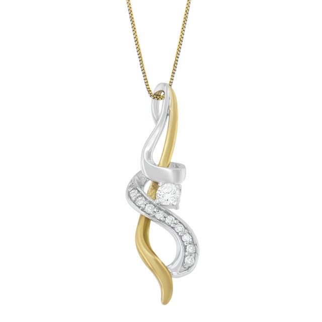 Complete your gorgeous look with this intertwined swirl pendant. Constructed of 10 karats two-toned gold in white and...