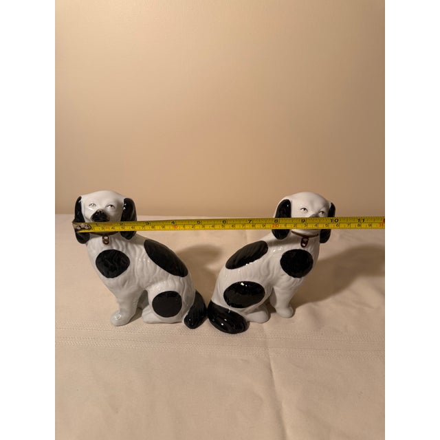 Ceramic 1980s Andrea by Sadek Staffordshire Style Black & White Porcelain Spaniel Dogs - Pair For Sale - Image 7 of 10
