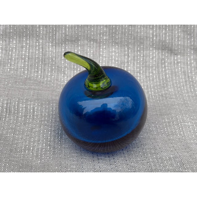 Vintage Blue Glass Tomato Paper Weight For Sale - Image 10 of 11