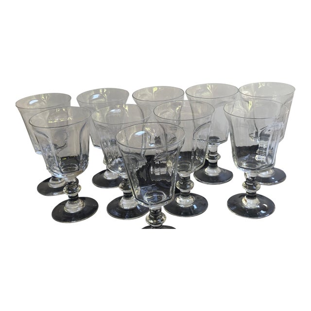 Vintage 1960s Lenox "Antique Clear" Pattern Crystal Water Goblet 6.75" Tall Baluster Set of Ten(10) For Sale