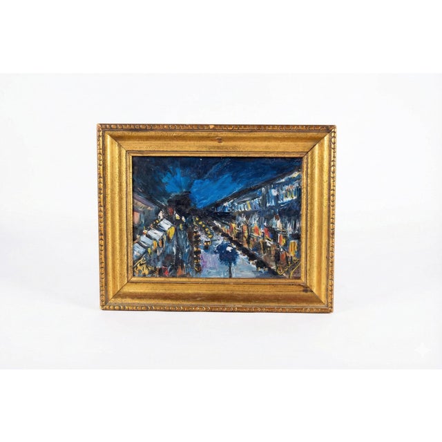 Cuca, Night Street Scene, 1950s, Oil Painting on Panel, Framed For Sale - Image 10 of 10