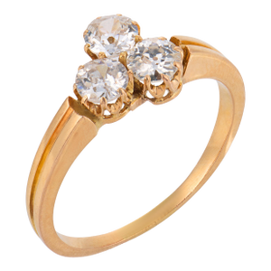 late 19th Century Victorian Old European Cut Diamond 18k Yellow Gold Ring, Size 8.75