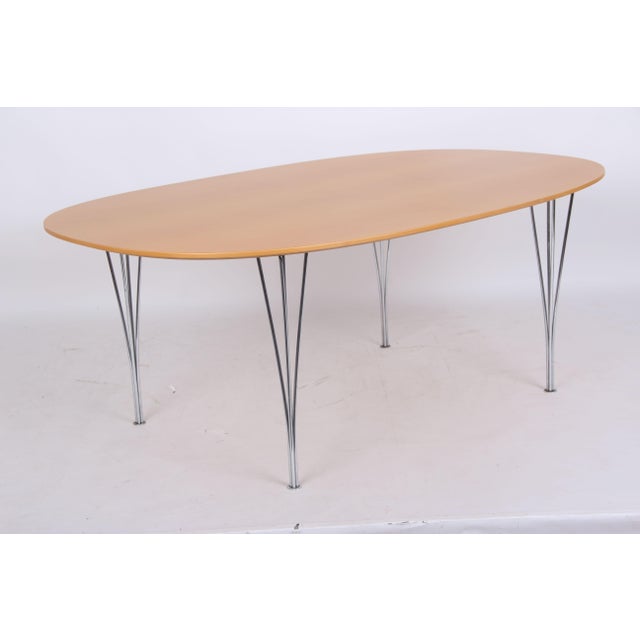 Fritz Hansen Vintage Dining Table in Beech by Piet Hein for Fritz Hansen, 1960s For Sale - Image 4 of 9