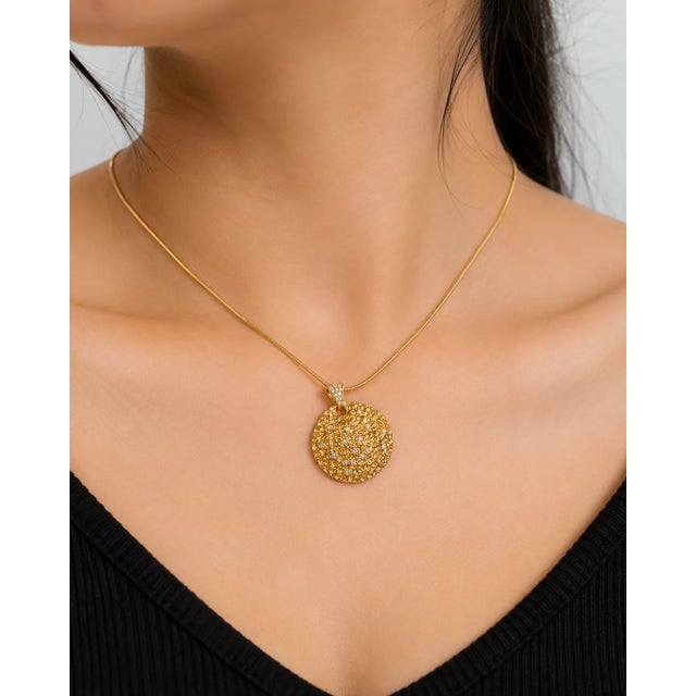 Contemporary Late 20th Century 14K Yellow Gold Handmade Diamond Pendant Necklace Slide For Sale - Image 3 of 3