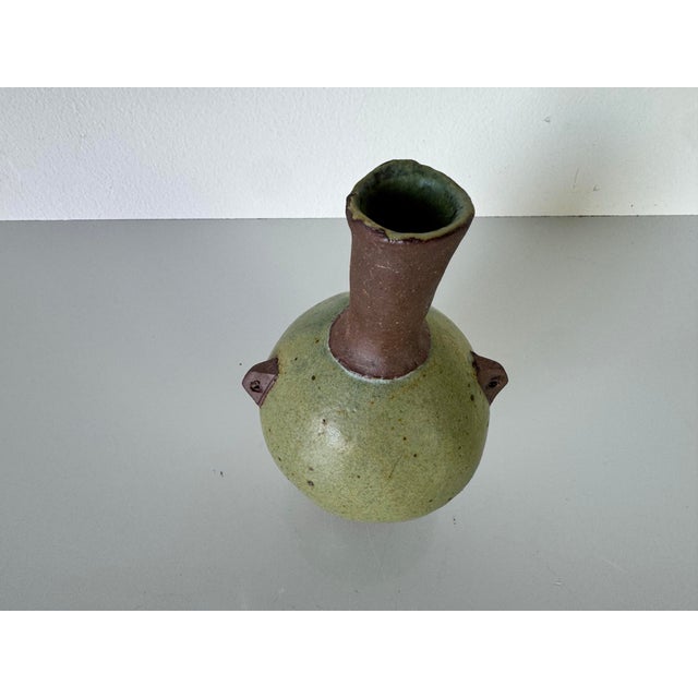 1980s Vintage Small Handcrafted Pottery Vase For Sale - Image 5 of 9