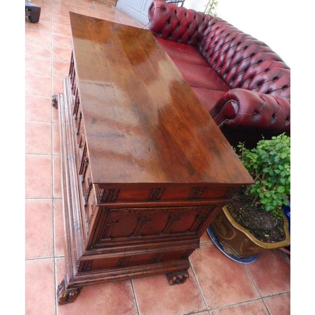 Antique Mid-18th Century Italian Baroque Carved Walnut Deception Coffer, 1740 For Sale - Image 11 of 14