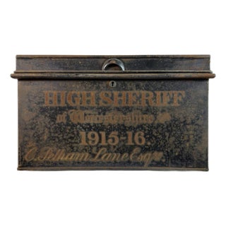 Antique English Painted Metal Deed Box For Sale