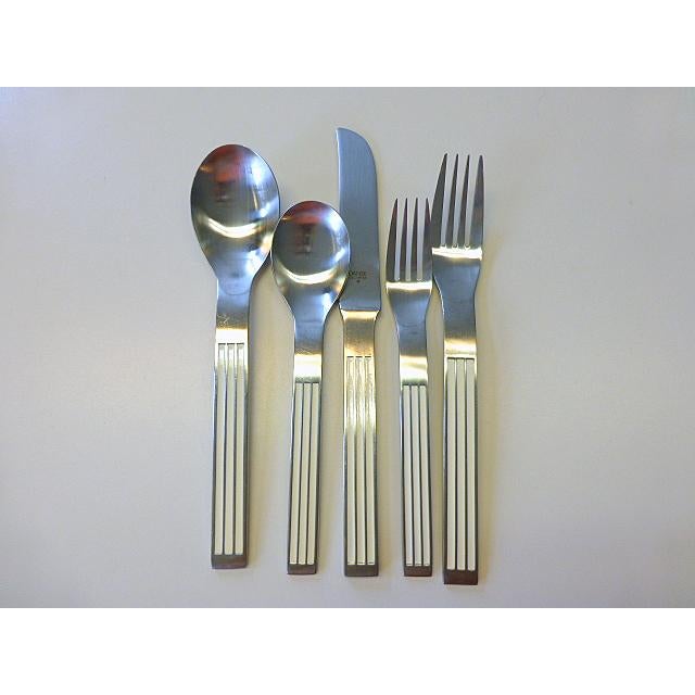 Dansk Thebe Stainless Steel Gunner White Enamel Flatware 17 Pieces