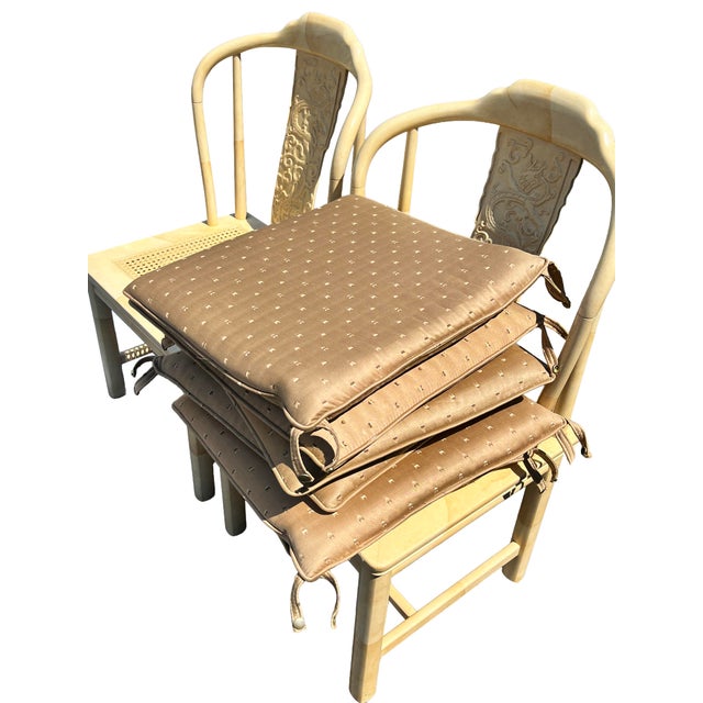 Vintage Henredon Asian Style Faux Goatskin Laquer Dining Chairs 6 For Sale - Image 13 of 14