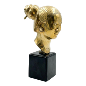 Mid-Century Polished Bronze Bust "Head of a Young Woman" - Nguyen Thanh Le Design (Siam Bronze Edition)