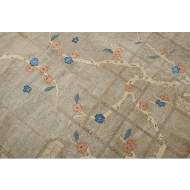 Early 20th Century Zabihi Collection Tranquil Gray Chinese Floral Rug - 6'2" x 9'6" For Sale In New York - Image 6 of 11