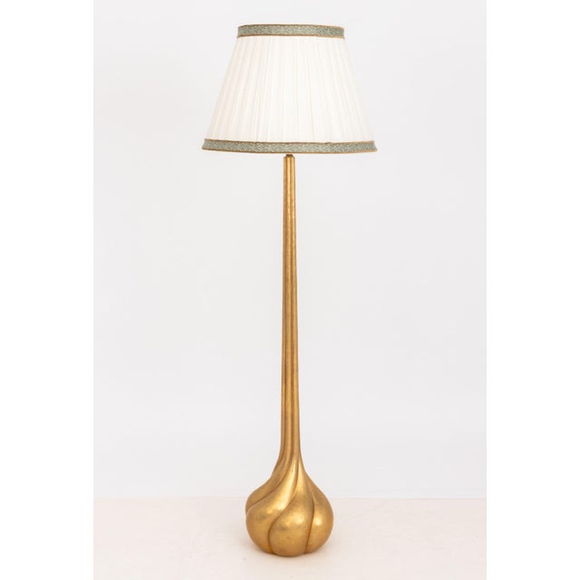 Modern Pair of Robert Kuo Spiral Bulb Form Gilt Brass Floor Lamps For Sale - Image 3 of 10