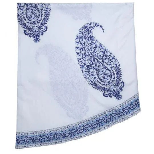 Not Yet Made - Made To Order Malabar Large Paisley Deep Blue Round Tablecloth, 120-Inch For Sale - Image 5 of 5