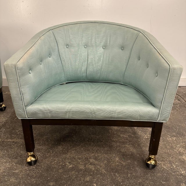 Blue Pair of Kipp Stewart for Directional Barrel Chair on Casters For Sale - Image 8 of 12