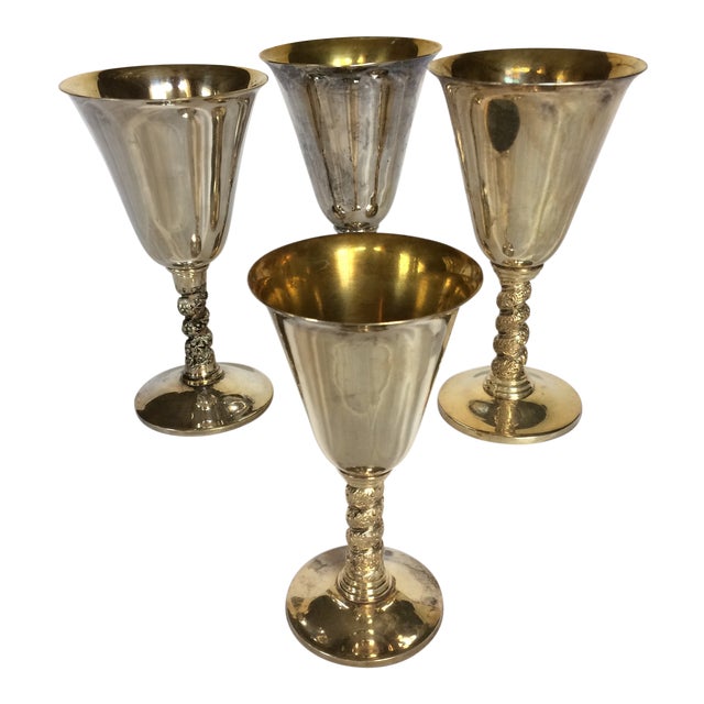 Roma Silver Plated Twisted Stem Goblet Made in Spain Set of 4 Chairish