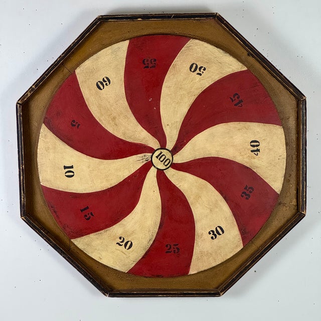 Folk Art Marvelous Vintage American Folk Art Penny Pitch Wood Game Board With Swirl Design For Sale - Image 3 of 13