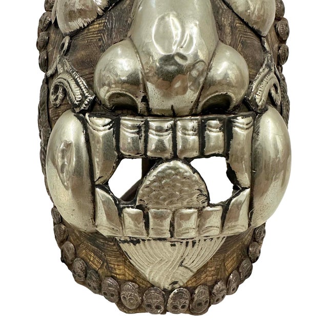 Asian Antique Early 20th Century Tibetan Buddhist Kapala Turtle Shell Ritual Mask For Sale - Image 3 of 13