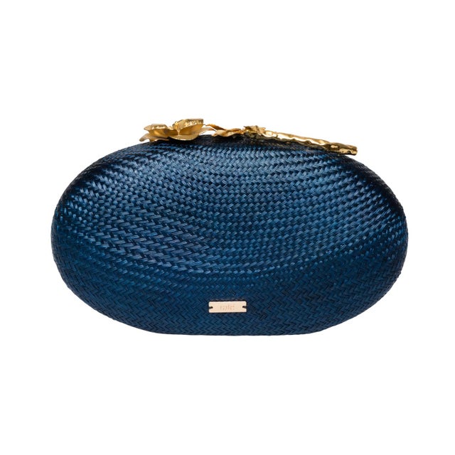 2020s Joanna Oval Clutch in Navy For Sale - Image 5 of 7