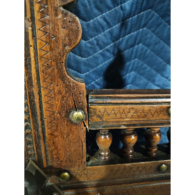 19th Century Swiss Black Forest Gothic Carved Walnut Pipe Rack / Hall Rack With Wrought Iron Hooks For Sale In New Orleans - Image 6 of 10