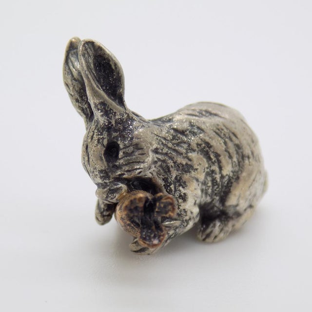 Metal Vintage Italian Handmade Silver and Brass Bunny with Carrot, Italy, 1970s For Sale - Image 7 of 13