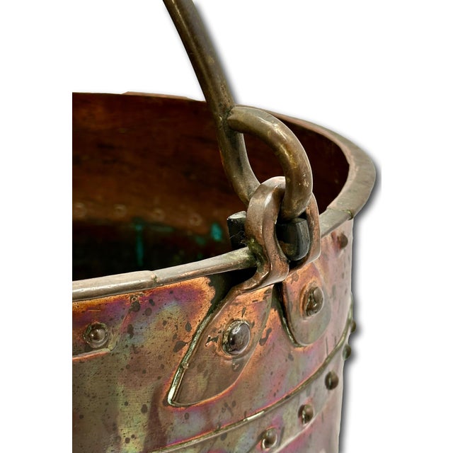 Outstanding & Rare Large Antique American Hand Wrought Heavy Solid Copper Farm Utility Pail - Bucket Dated 1849 For Sale - Image 12 of 18